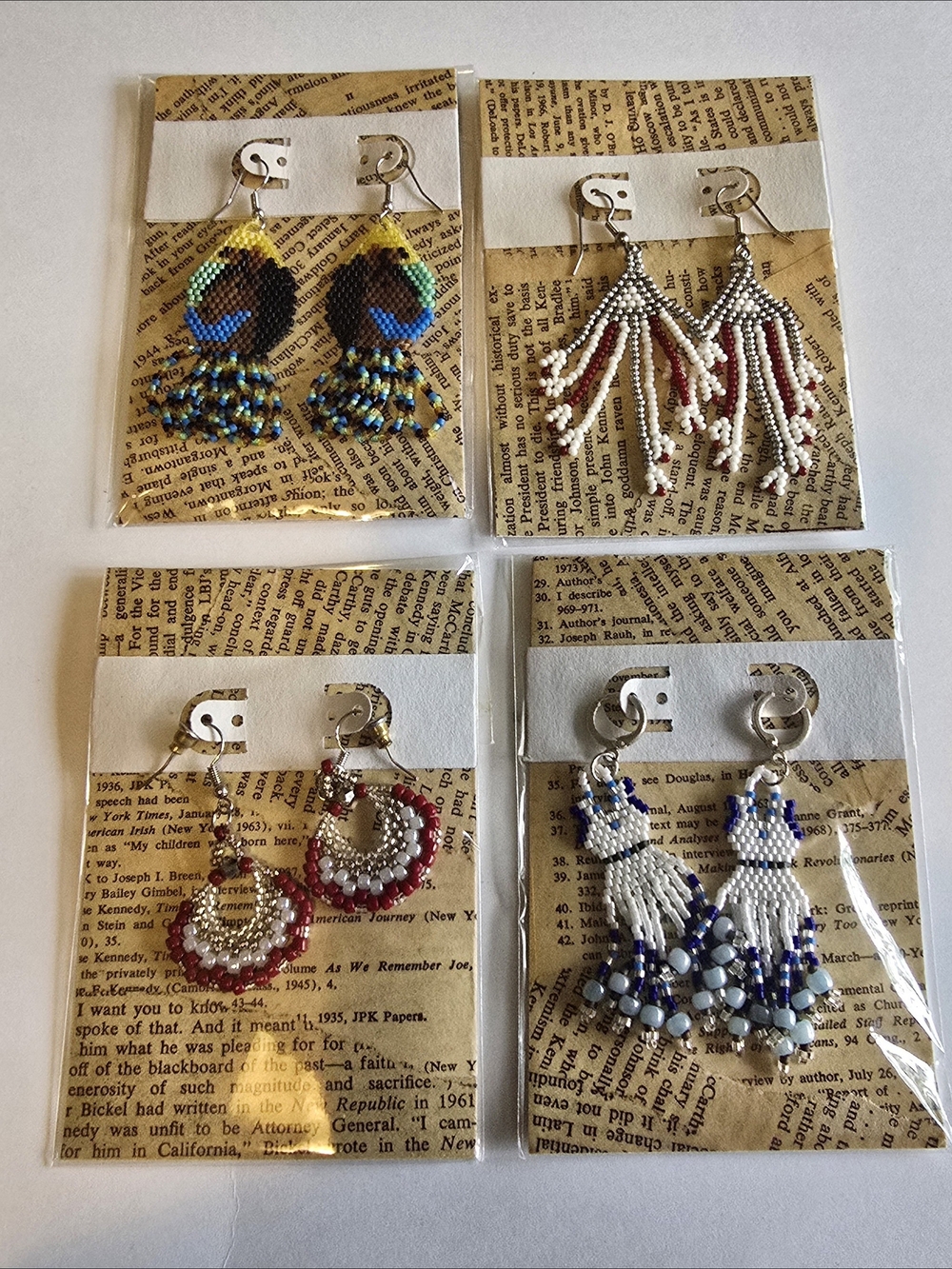 One Of A Kind Handmade Beaded Fringe Earrings